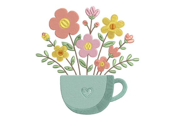 Floral Coffee Cup Embroidery Design Review