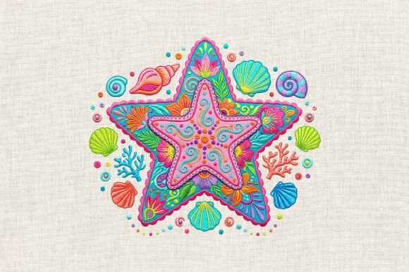 Summer Starfish Embroidery PNG Review